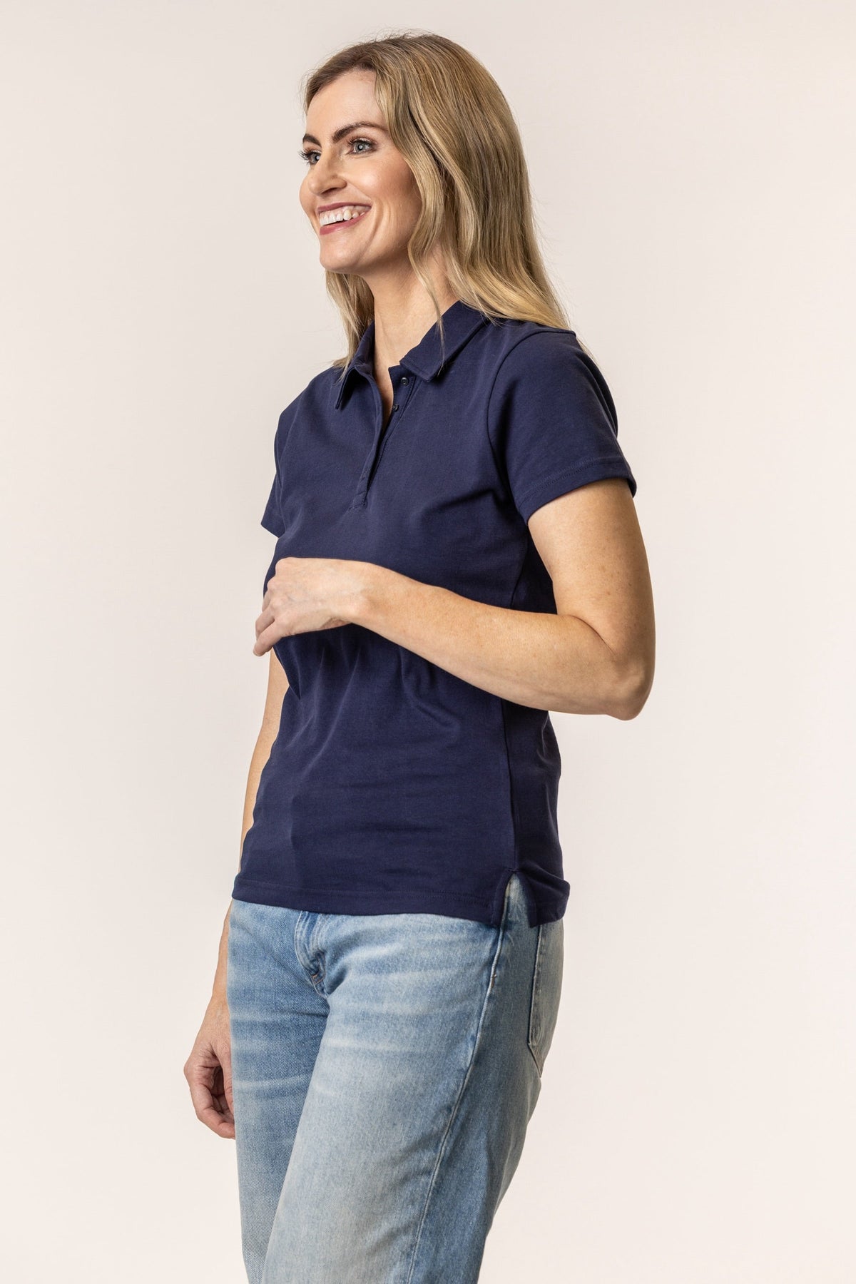 100 cotton polo shirts#color_navy-blue