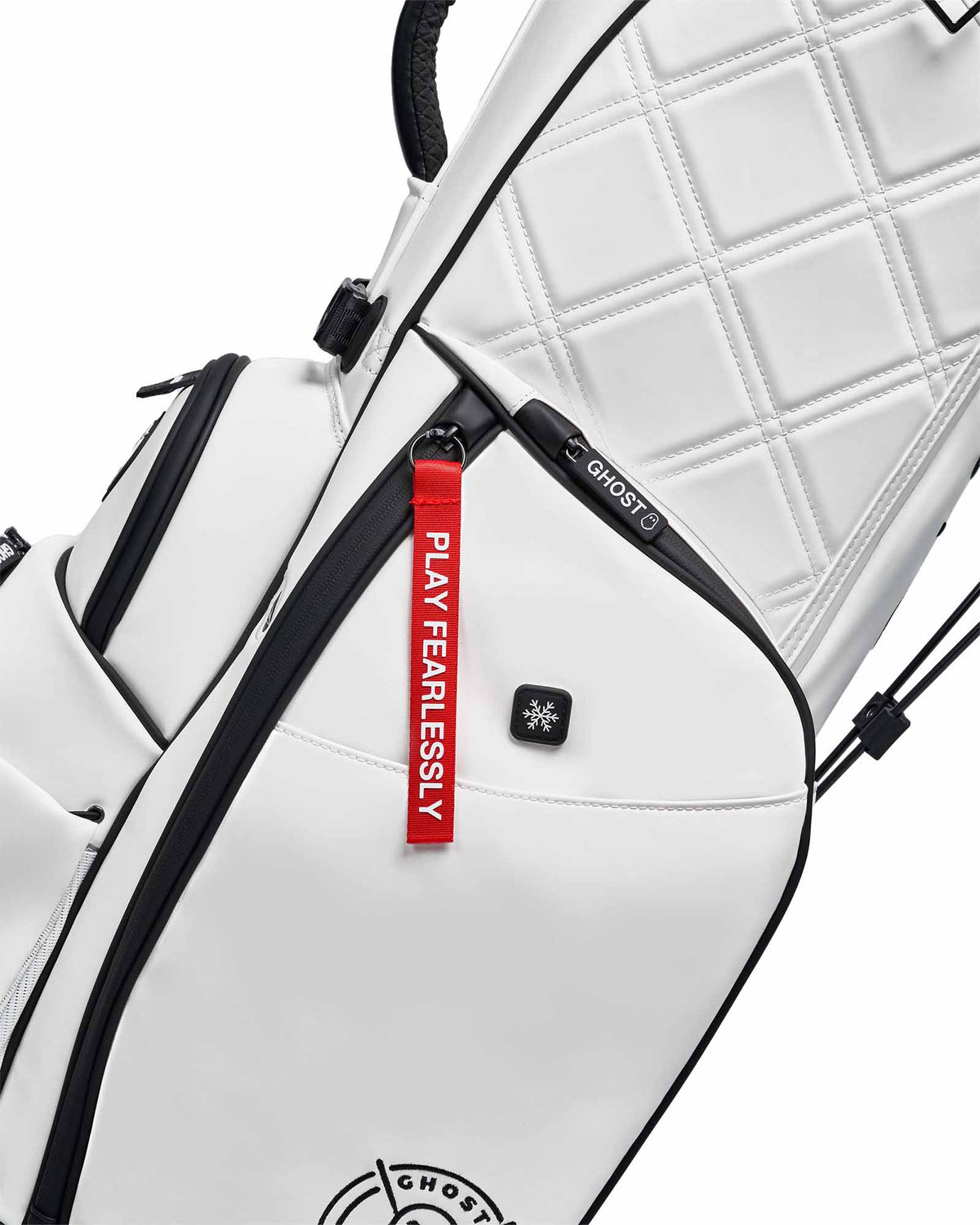 SAYA White Leather Golf Bag with Red Tags