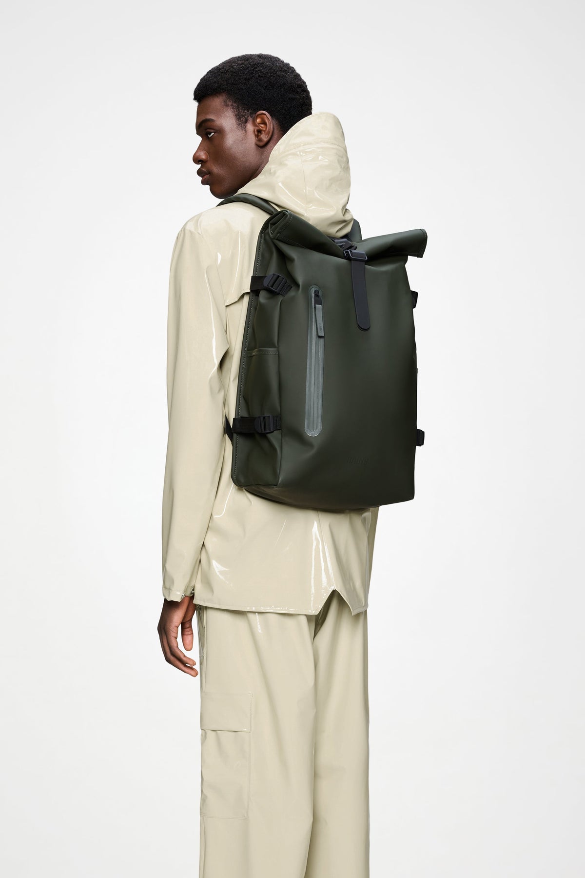 RAINS Rolltop Rucksack Large Green 23L H63 x D14 x W32 cm Backpack