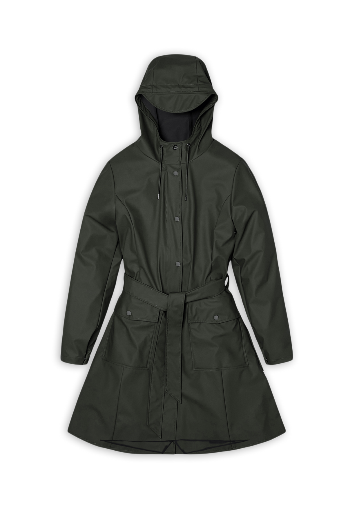 RAINS Curve Long Jacket
 Green Jacket