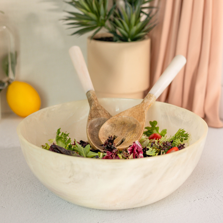 Jeanne Fitz Resin Collection Salad Bowl – Cream