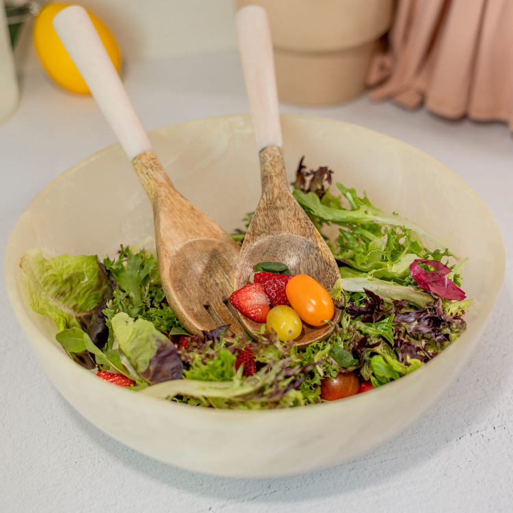 Jeanne Fitz Resin Collection Salad Bowl – Cream