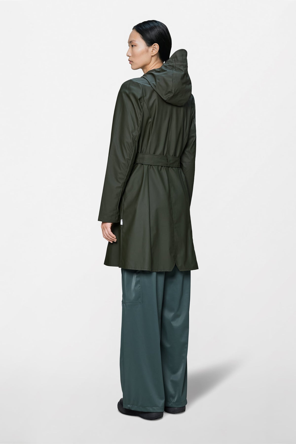 RAINS Curve Long Jacket
 Green Jacket