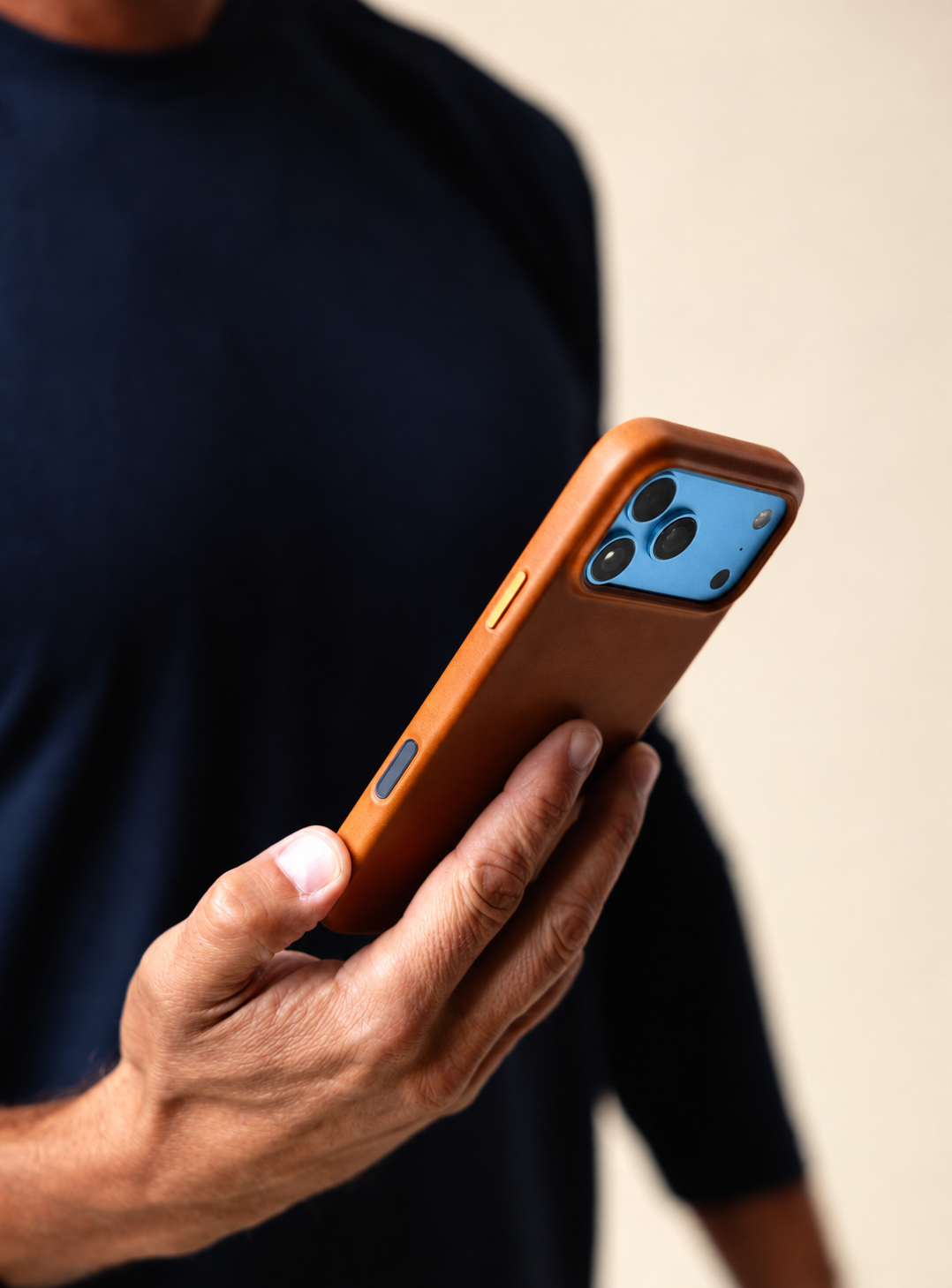 The Minimalist Full-Grain Leather iPhone 18 Pro Max MagSafe Case - Saddle Tan