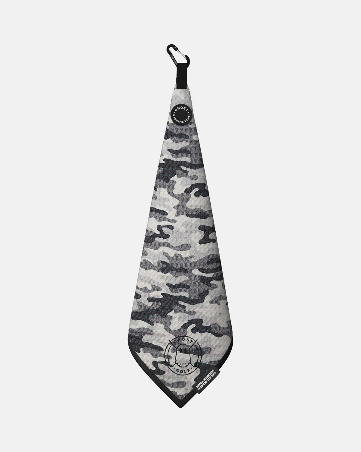 Greenside Towel: Magnet Patch and Carabiner: Color Snow Camo #color_snow-camo