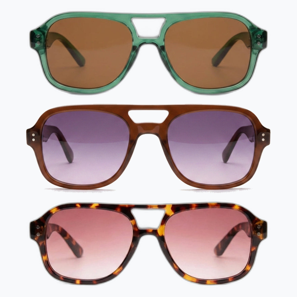 Jaxy Captain — Retro Aviator Polarized sunglasses in Brown/Purple