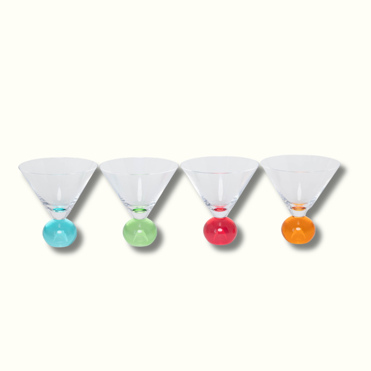 Prism Colorful Martini & Spritz Glasses, Set of 4 - Mocktail & Cocktail Glassware
