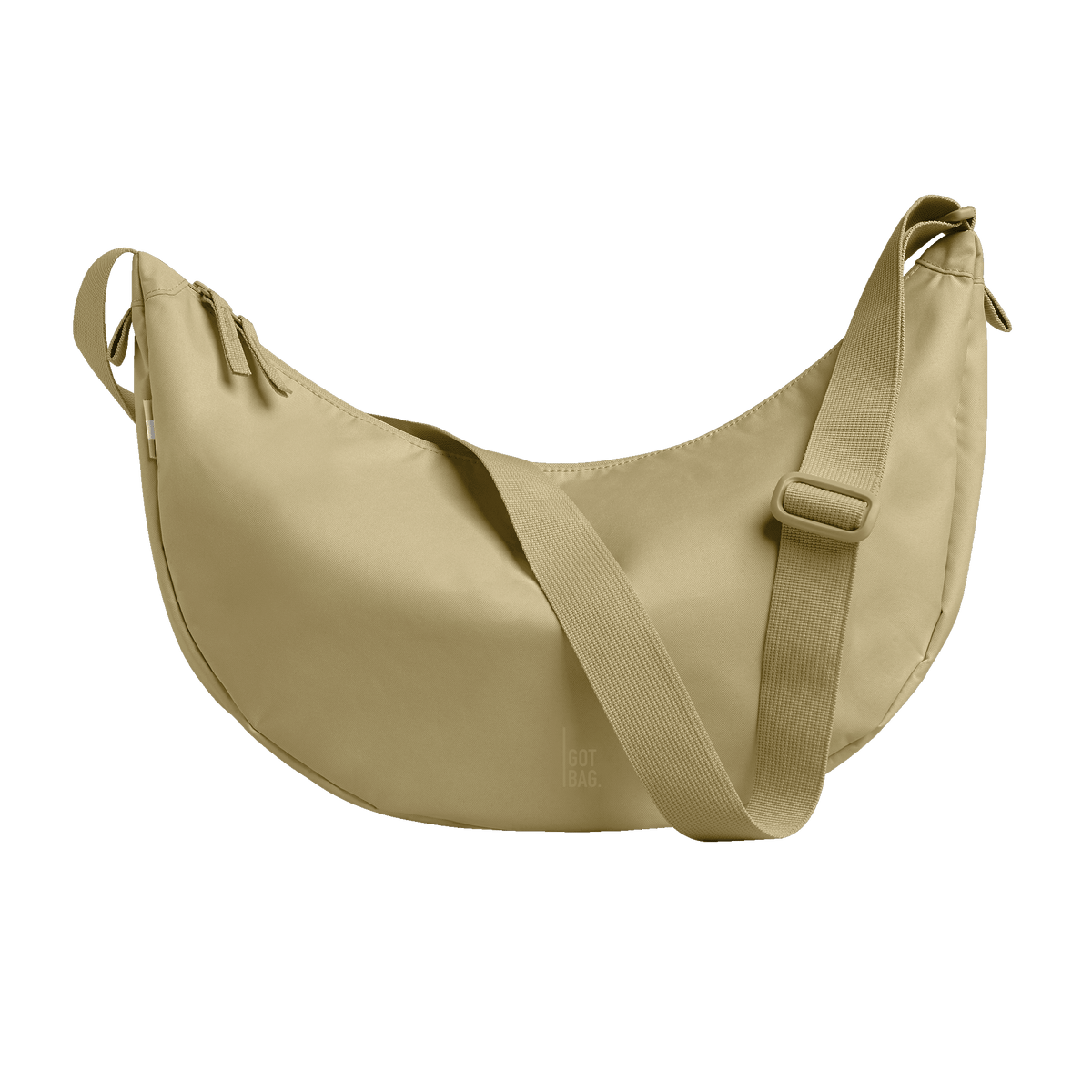 MOON BAG bag in seadragon (Light Olive Beige with a Yellow Undertone), front view.