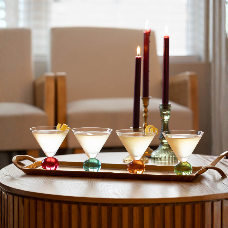 Prism Colorful Martini & Spritz Glasses, Set of 4 - Mocktail & Cocktail Glassware