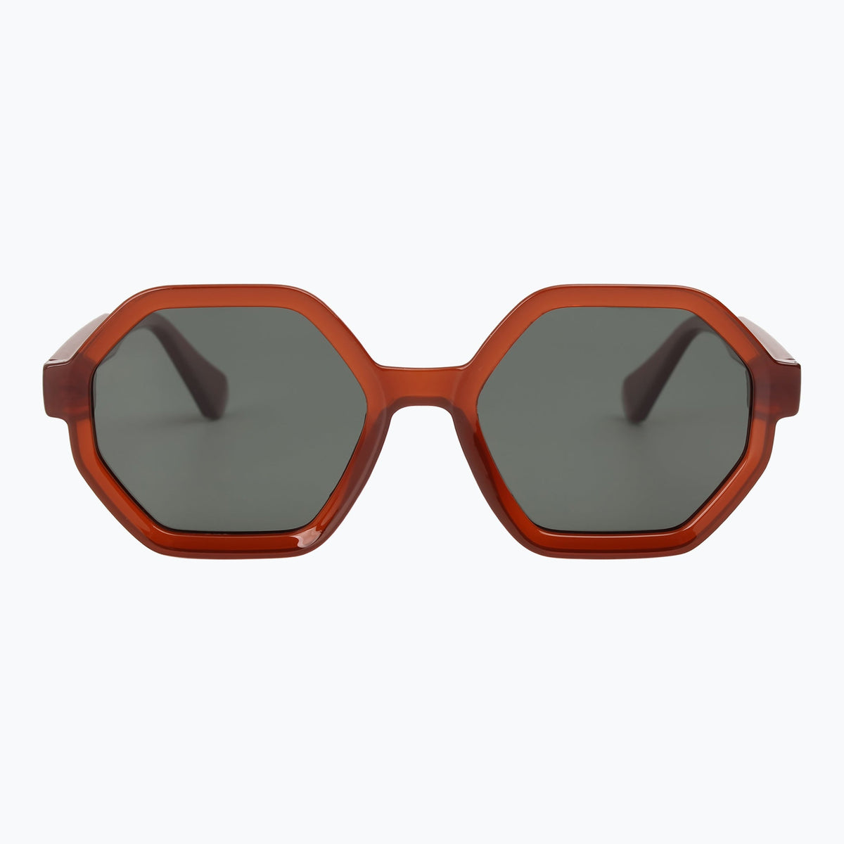 Jaxy The Hex in Brown — Geometric Polarized sunglasses