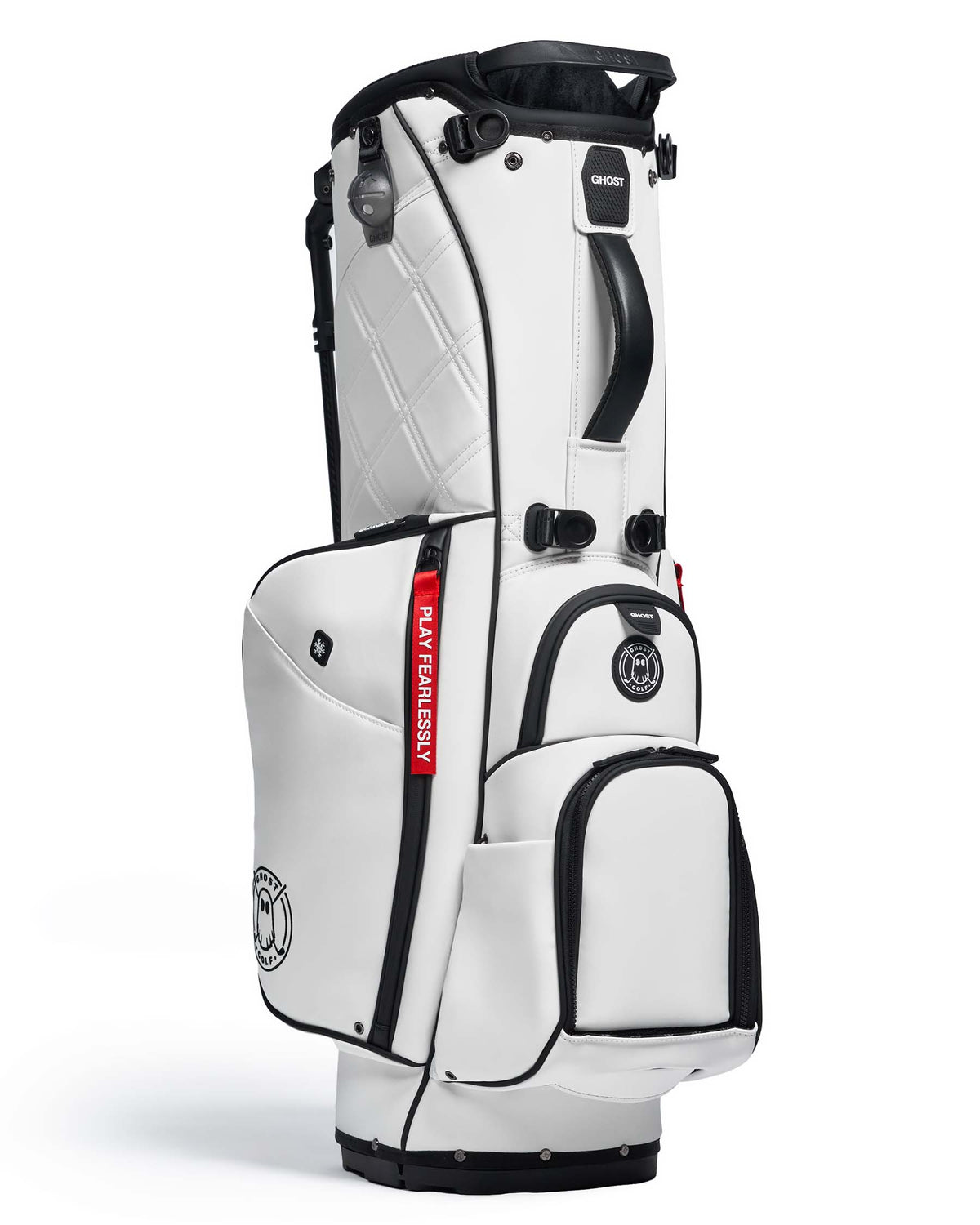SAYA White Leather Golf Bag with Red Tags