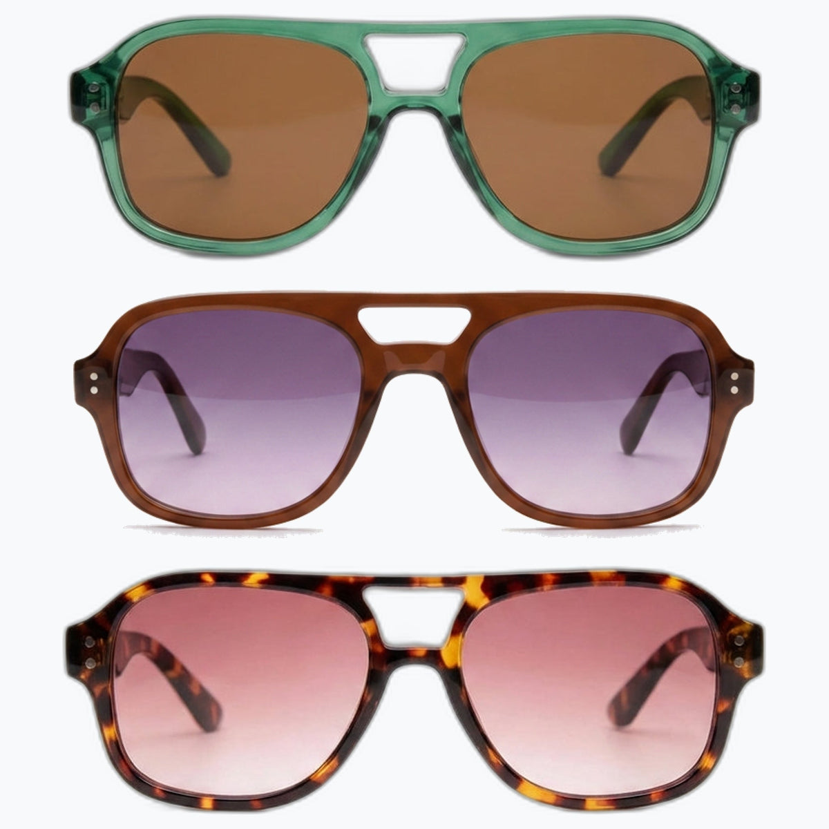 Jaxy Captain — Retro Aviator Polarized sunglasses in Brown/Purple
