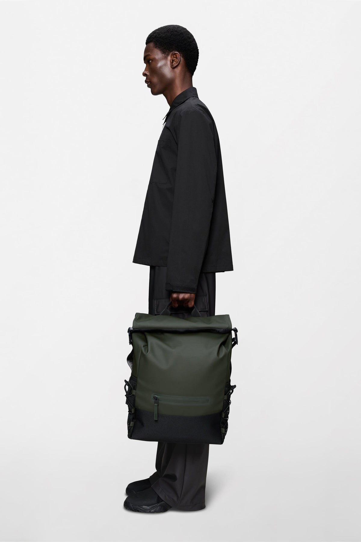 RAINS Trail Mountaineer Rolltop Green Backpack