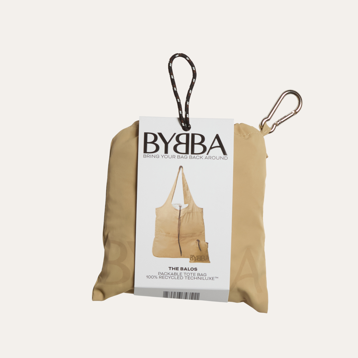 THE BALOS PACKABLE TOTE BAG / SAND DUNE BLACK ROPE
