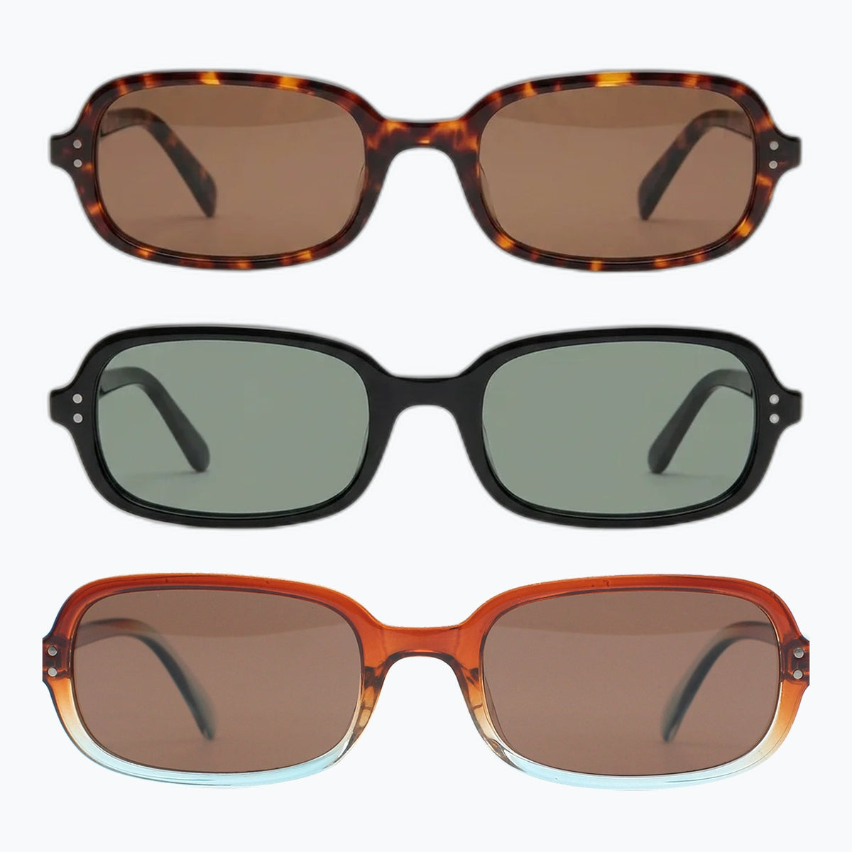 Jaxy Palm State — Classic Rectangle Polarized sunglasses in Black