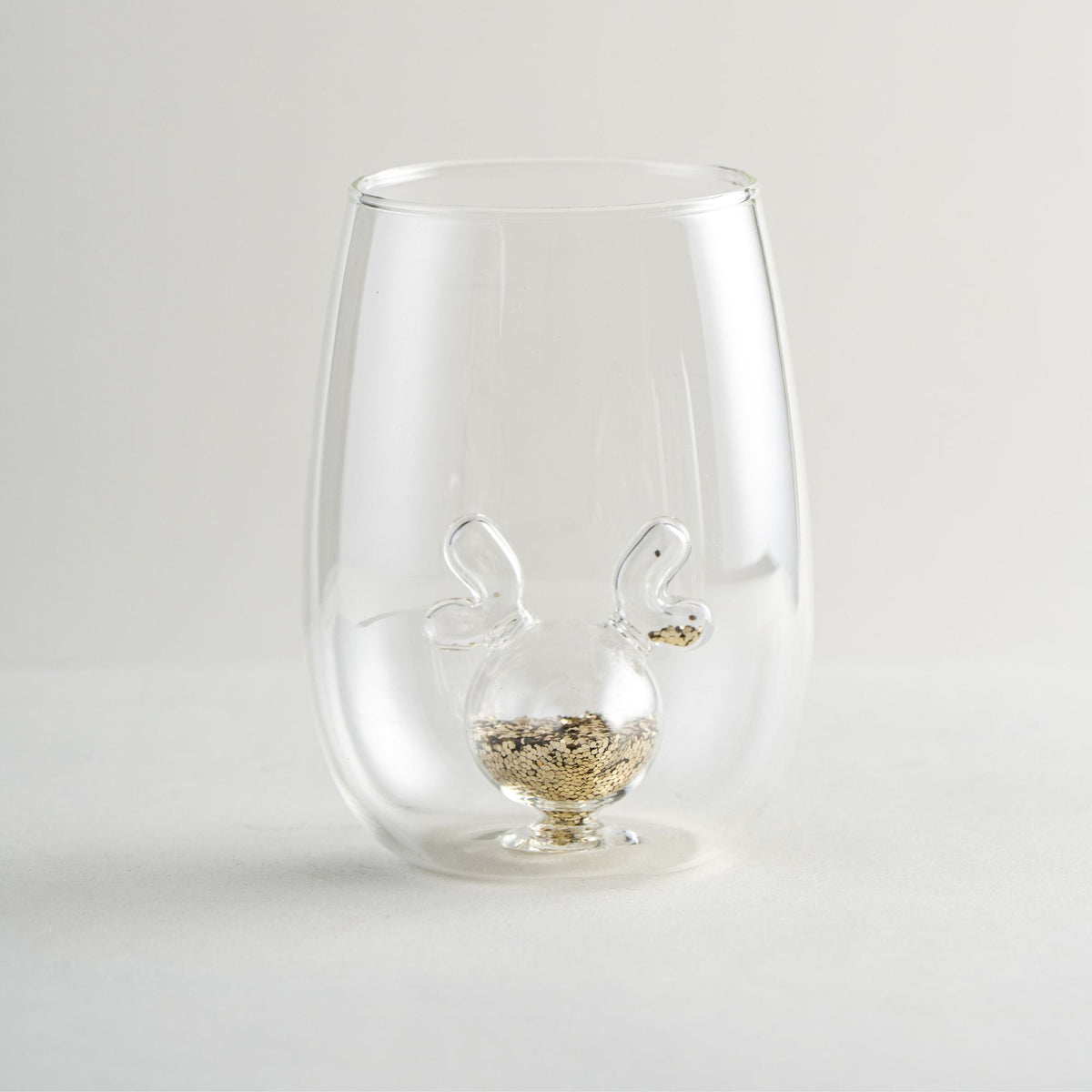 Jeanne Fitz Glitter Reindeer Stemless Wine Glass. Set of 4
