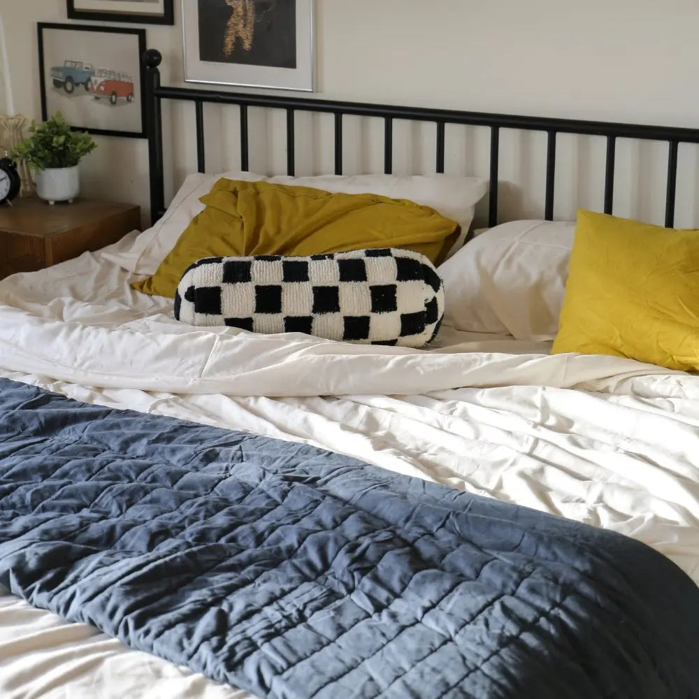 Stone | Linen+ Sheet Set Made with 100% Organic Bamboo Hemp #Color_stone