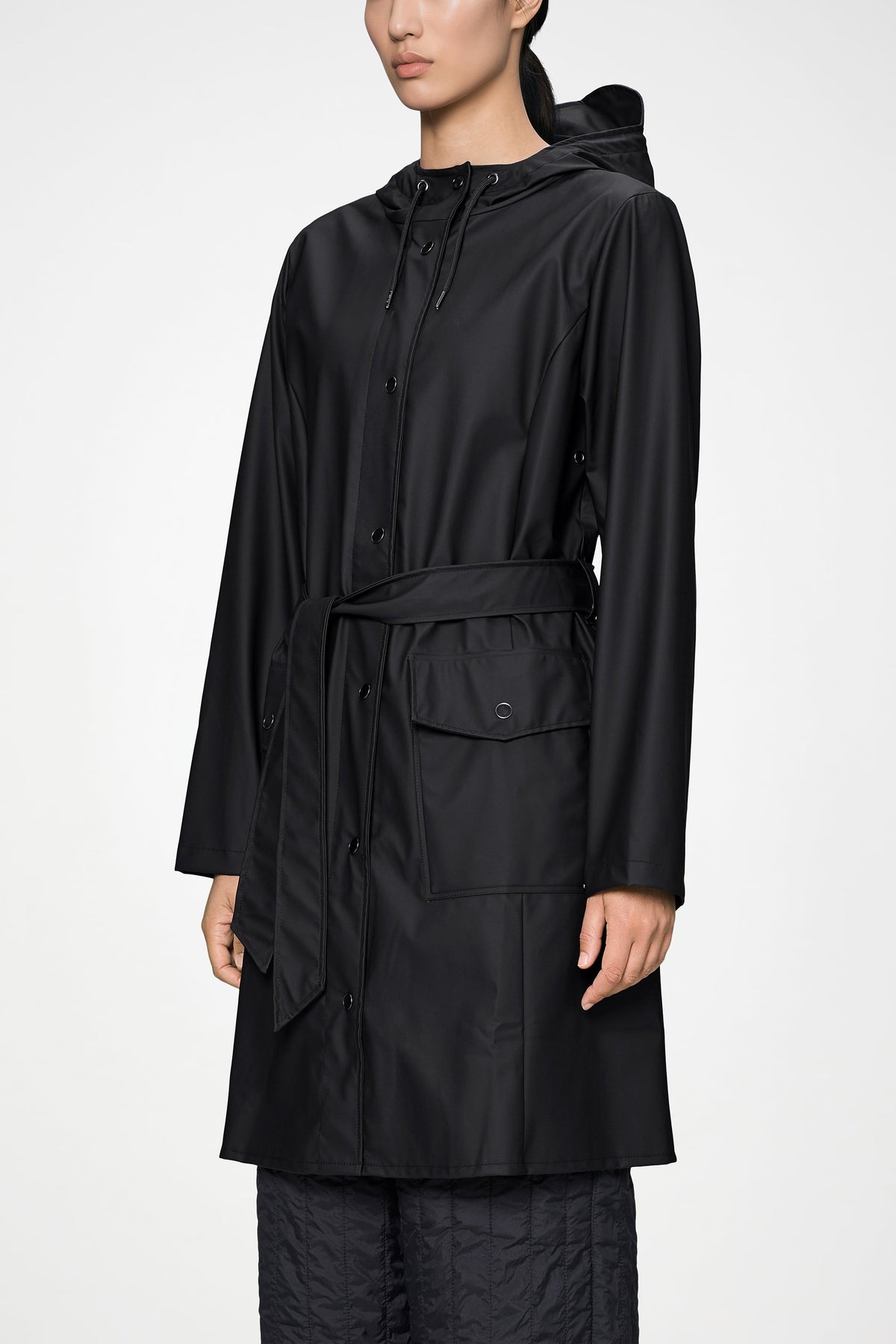 RAINS Curve Long Jacket
 Black Jacket