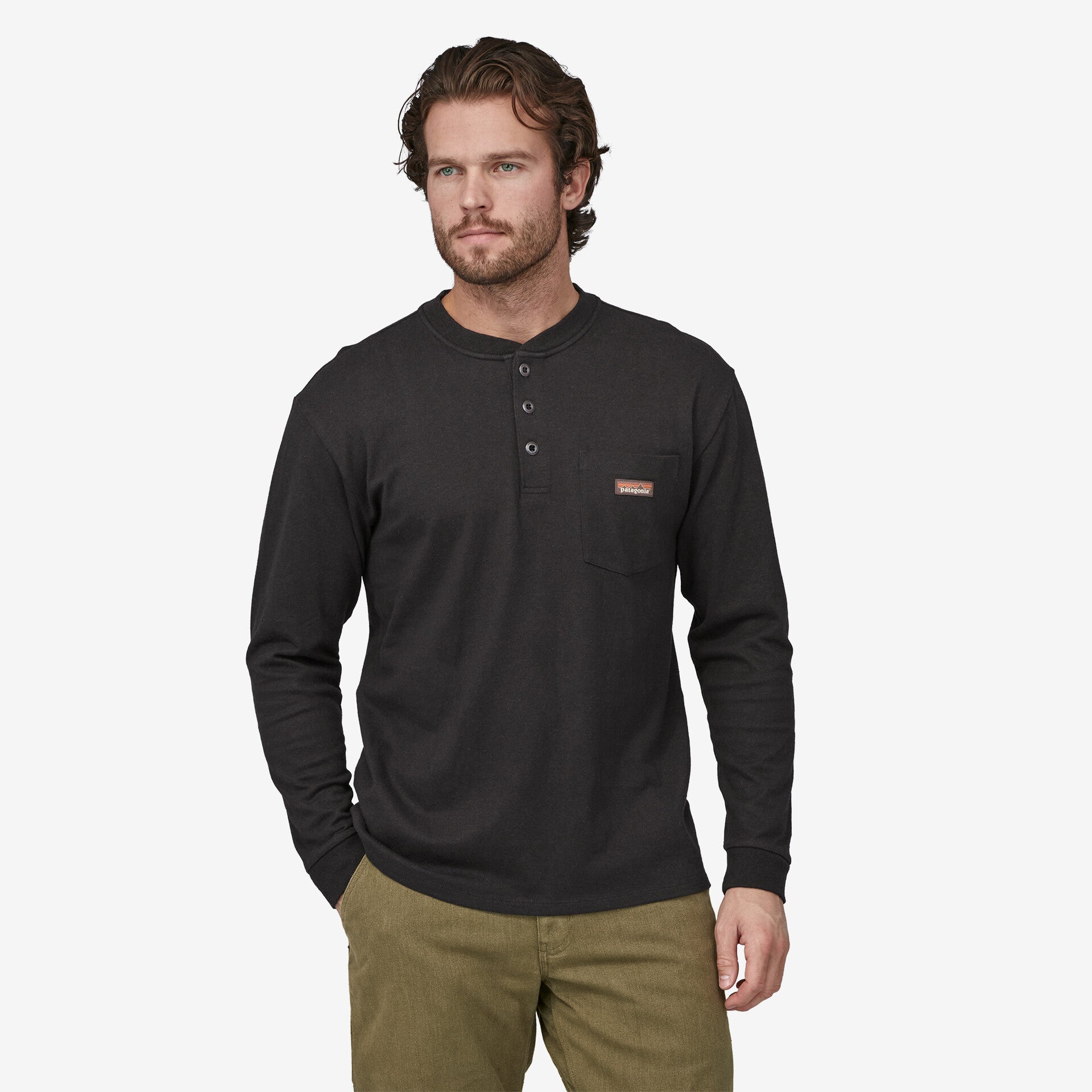 Long-Sleeved Work Henley Pocket Tee Men's W/GOOD - Main Image