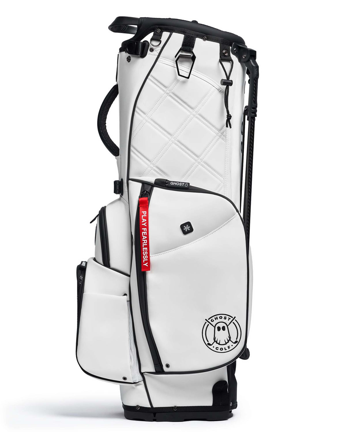 SAYA White Leather Golf Bag with Red Tags