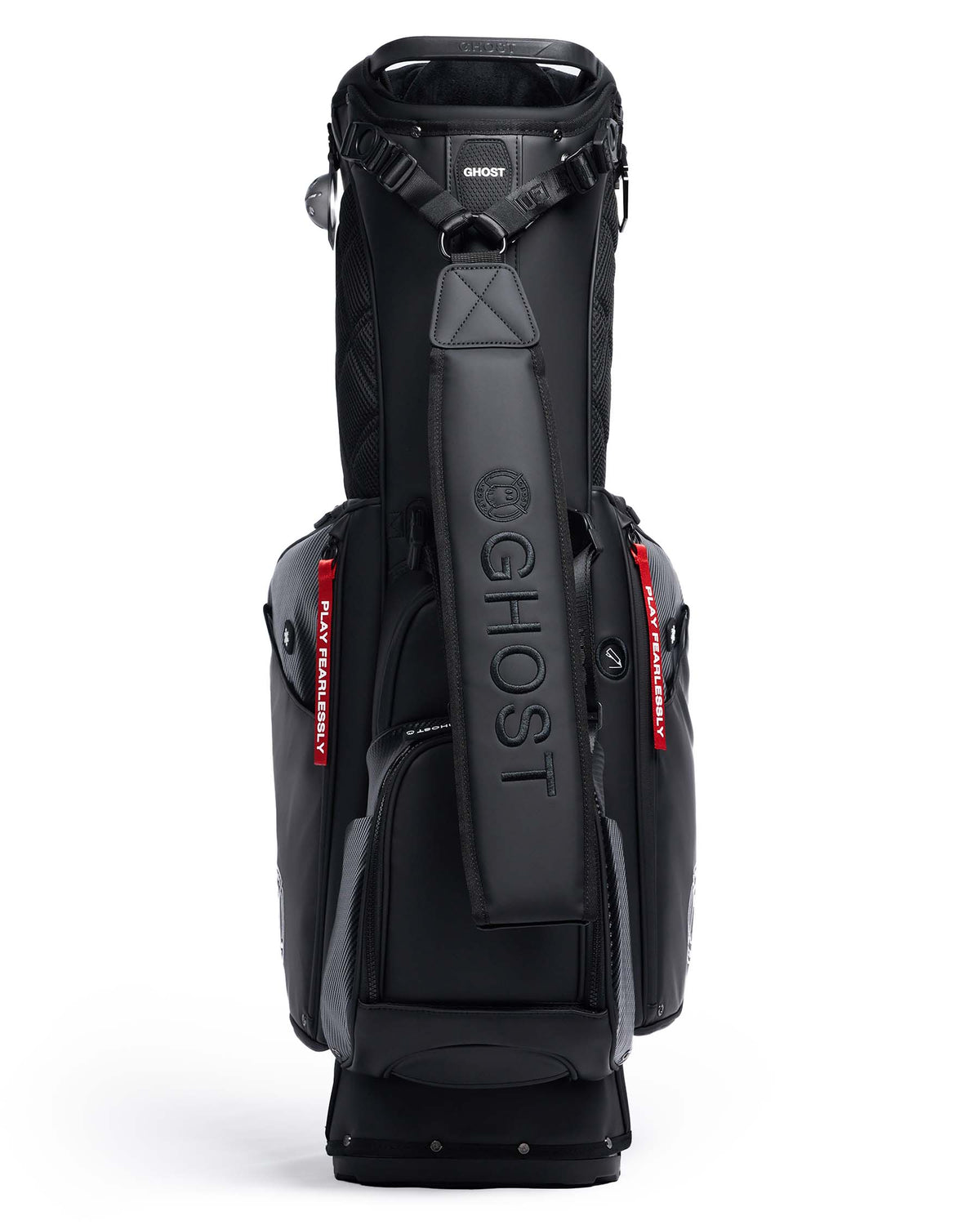 RONIN Black and Carbon Fiber Accents Golf Bag with Red Tags