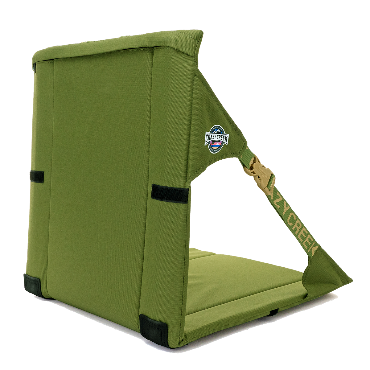 Army Green Crazy Creek Chair on White Background