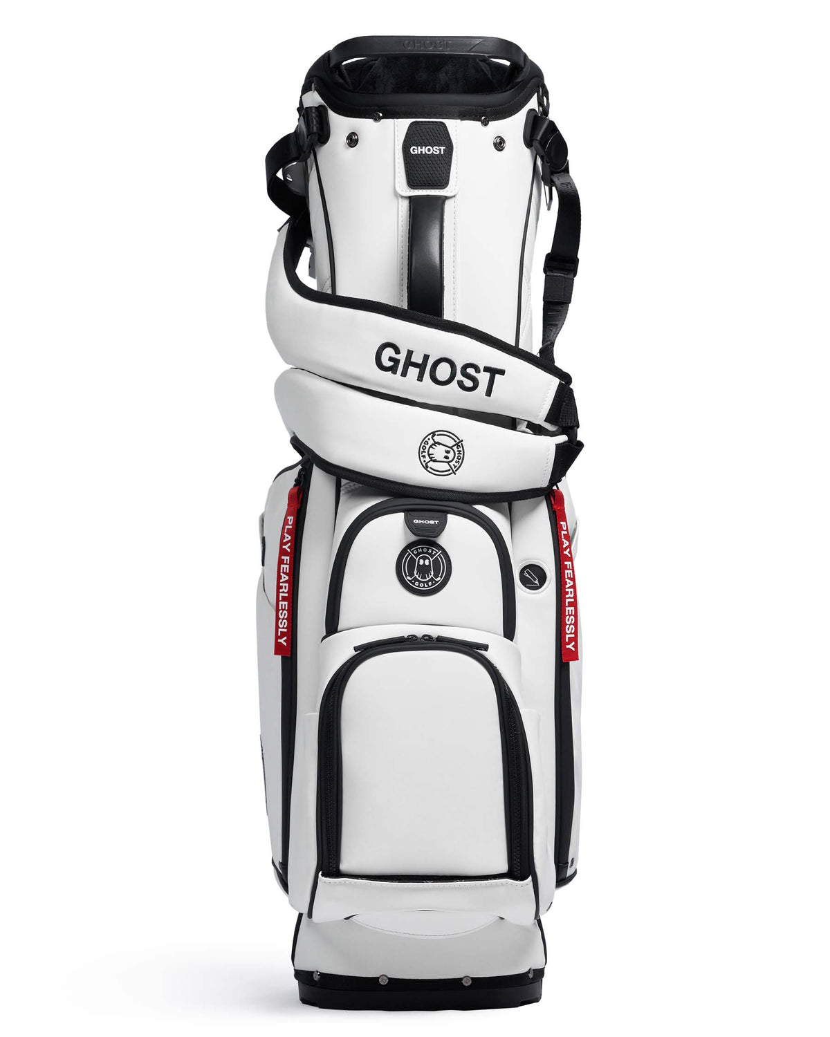 SAYA White Leather Golf Bag with Red Tags