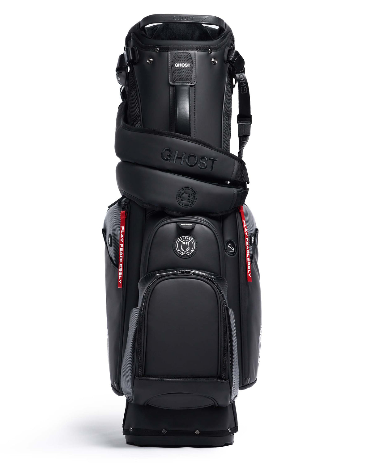 RONIN Black and Carbon Fiber Accents Golf Bag with Red Tags