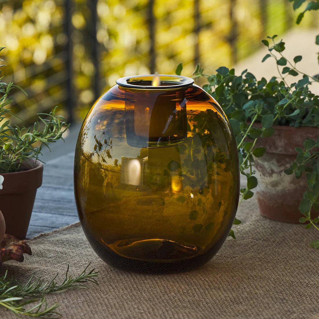 Glass Oval w Luminara Flameless