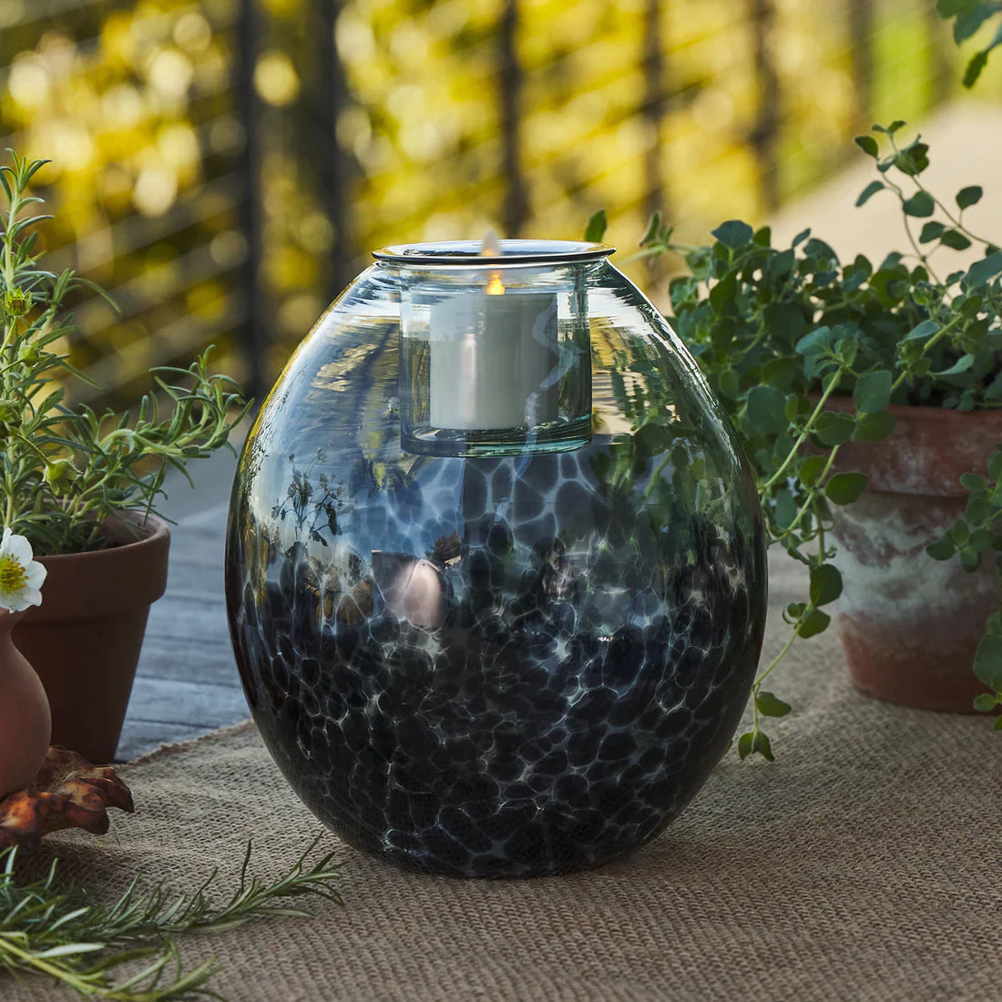 Glass Oval w Luminara Flameless