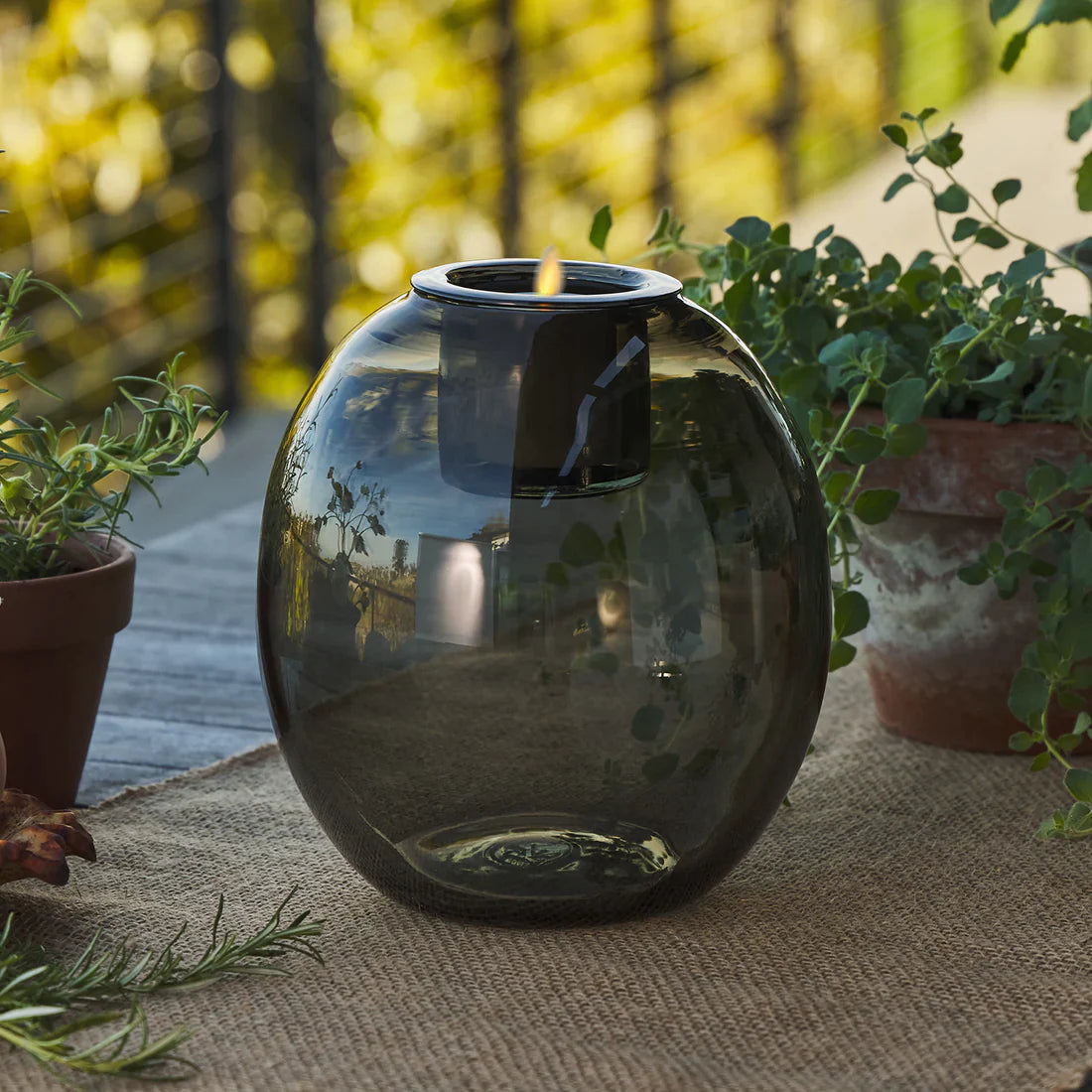 Glass Oval w Luminara Flameless