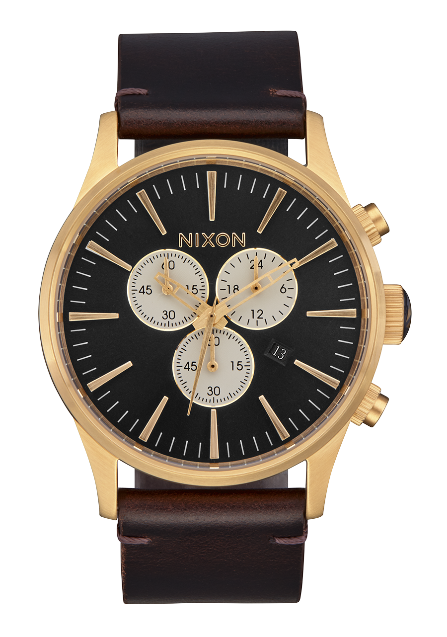Sentry Chrono Leather - Gold / Indigo / Brown