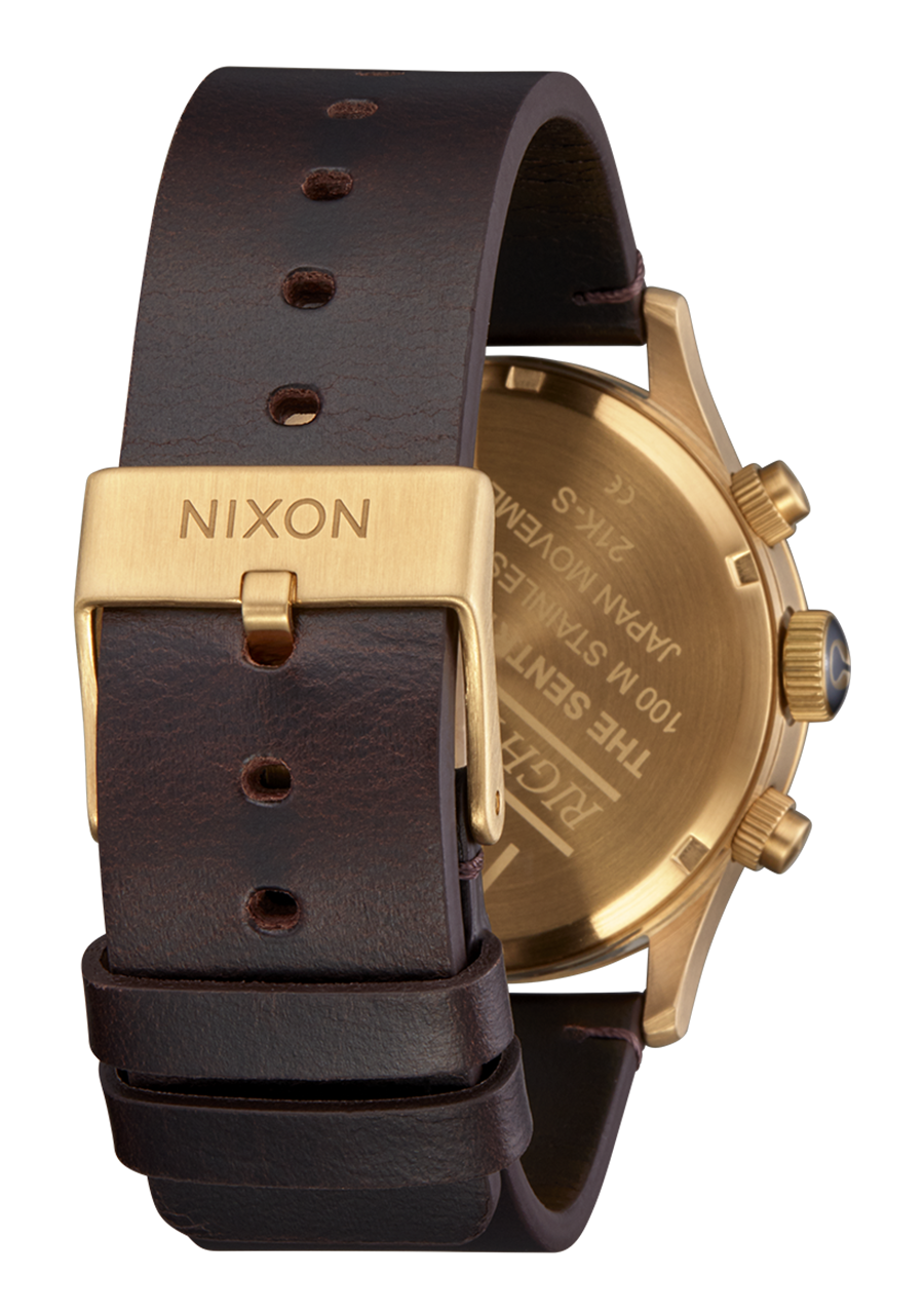 Sentry Chrono Leather - Gold / Indigo / Brown