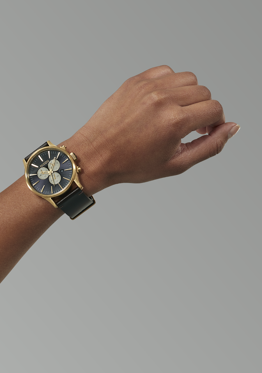 Sentry Chrono Leather - Gold / Indigo / Brown