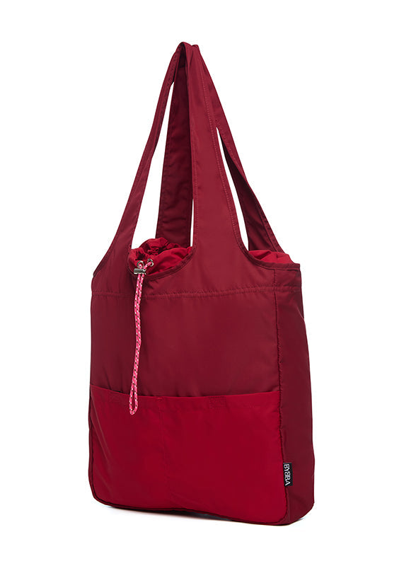 angled view of a rich red bag