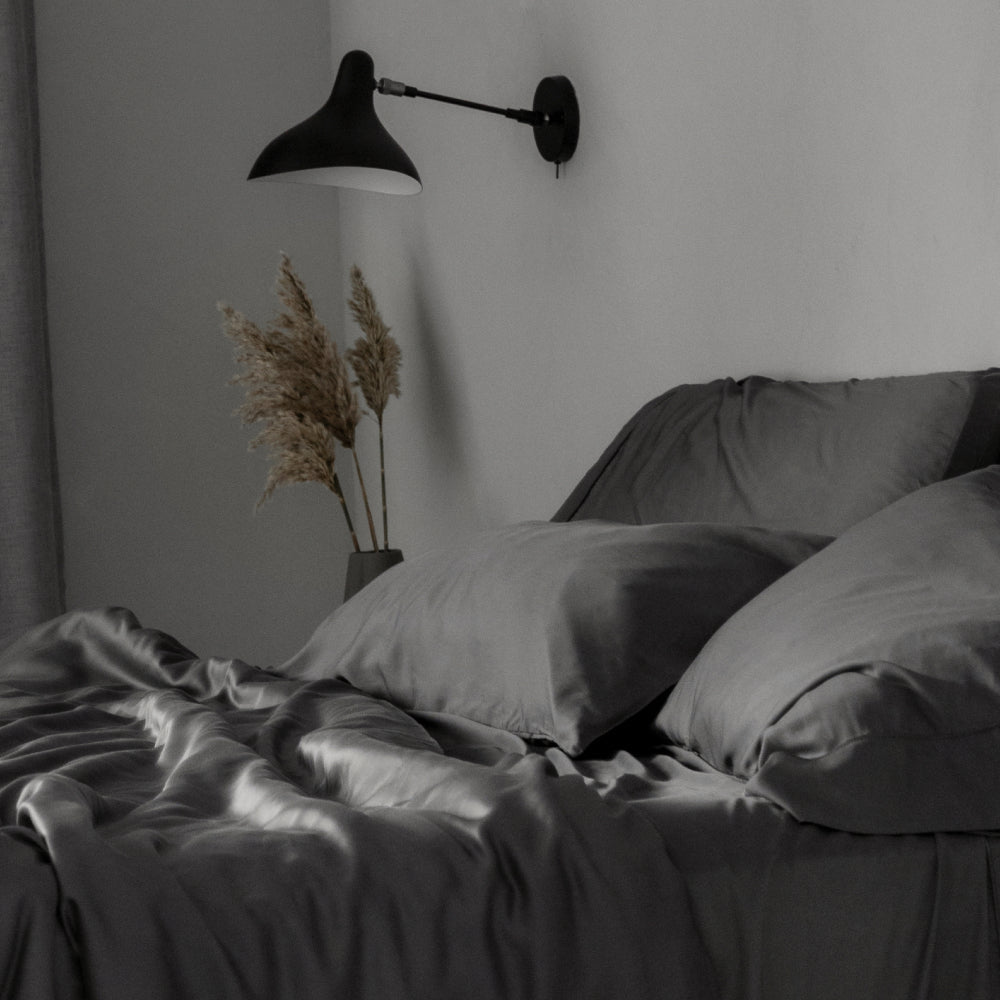 Slate | Signature Sateen Sheet Set Made with 100% Bamboo Lyocell #Color_slate