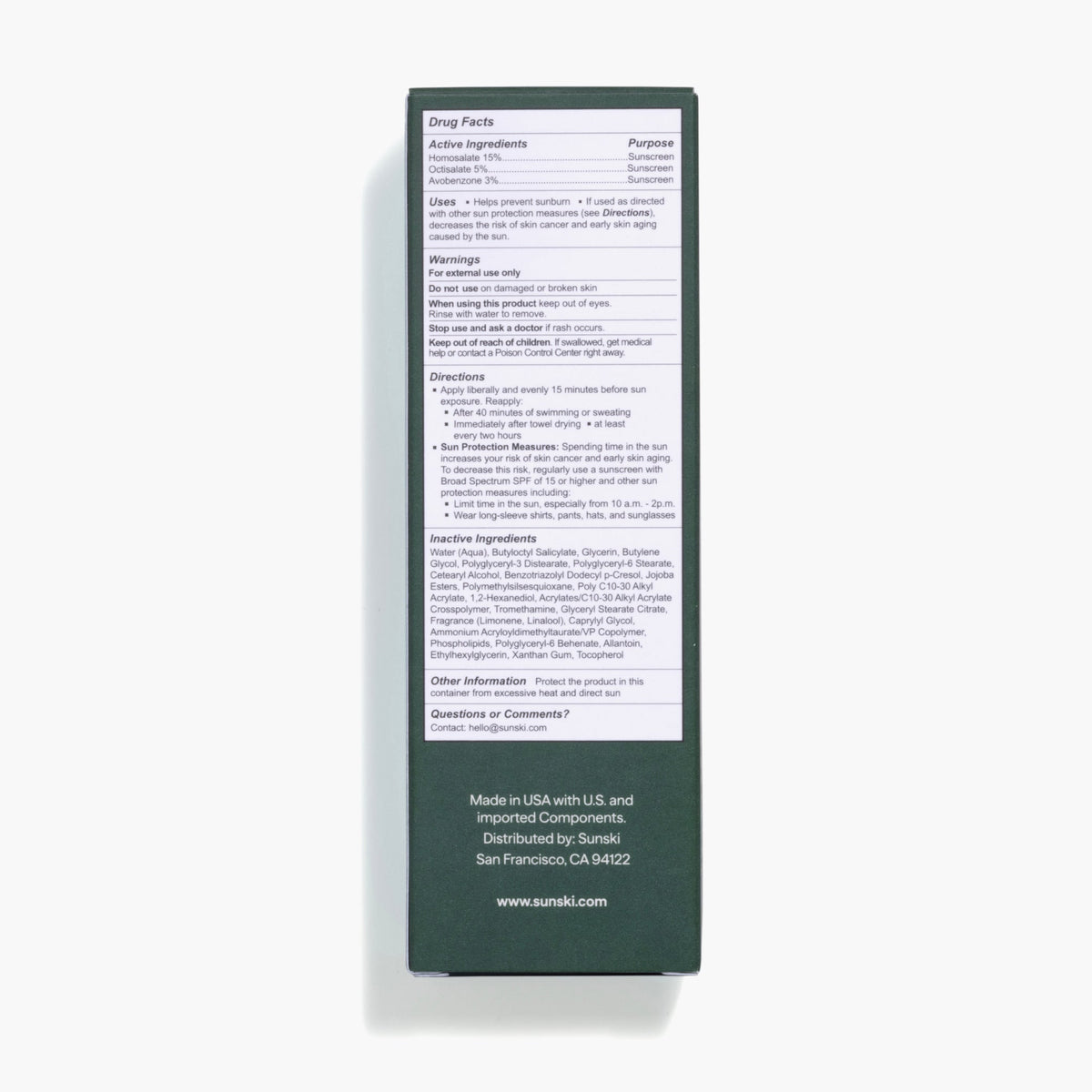 Base Camp SPF 45 sunscreen drug facts panel