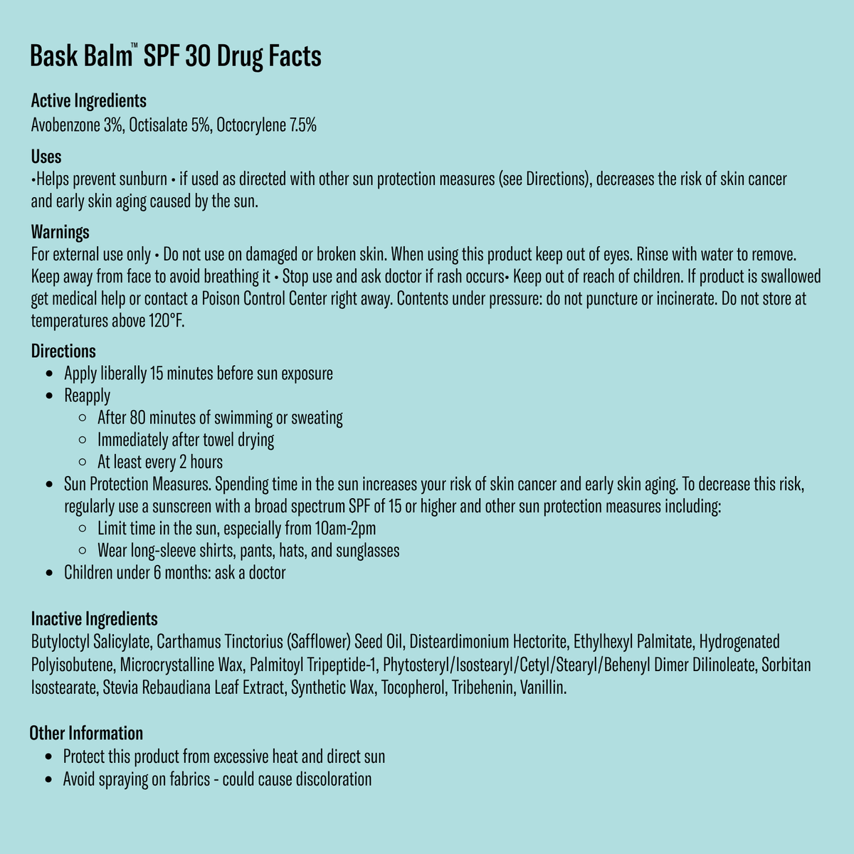 Bask Balm - SPF 30 Vanilla Lip Balm