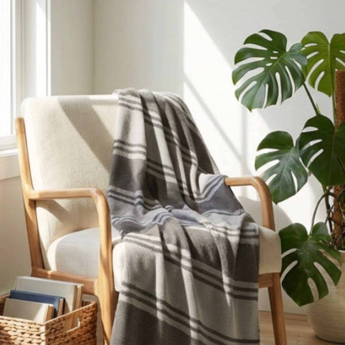 in2green Eco Throw Indoor | Outdoor Sustainable Knit Throw Blanket - Poly Bengal Stripe