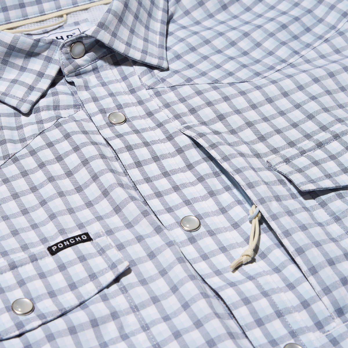 closeup of blue plaid shirt