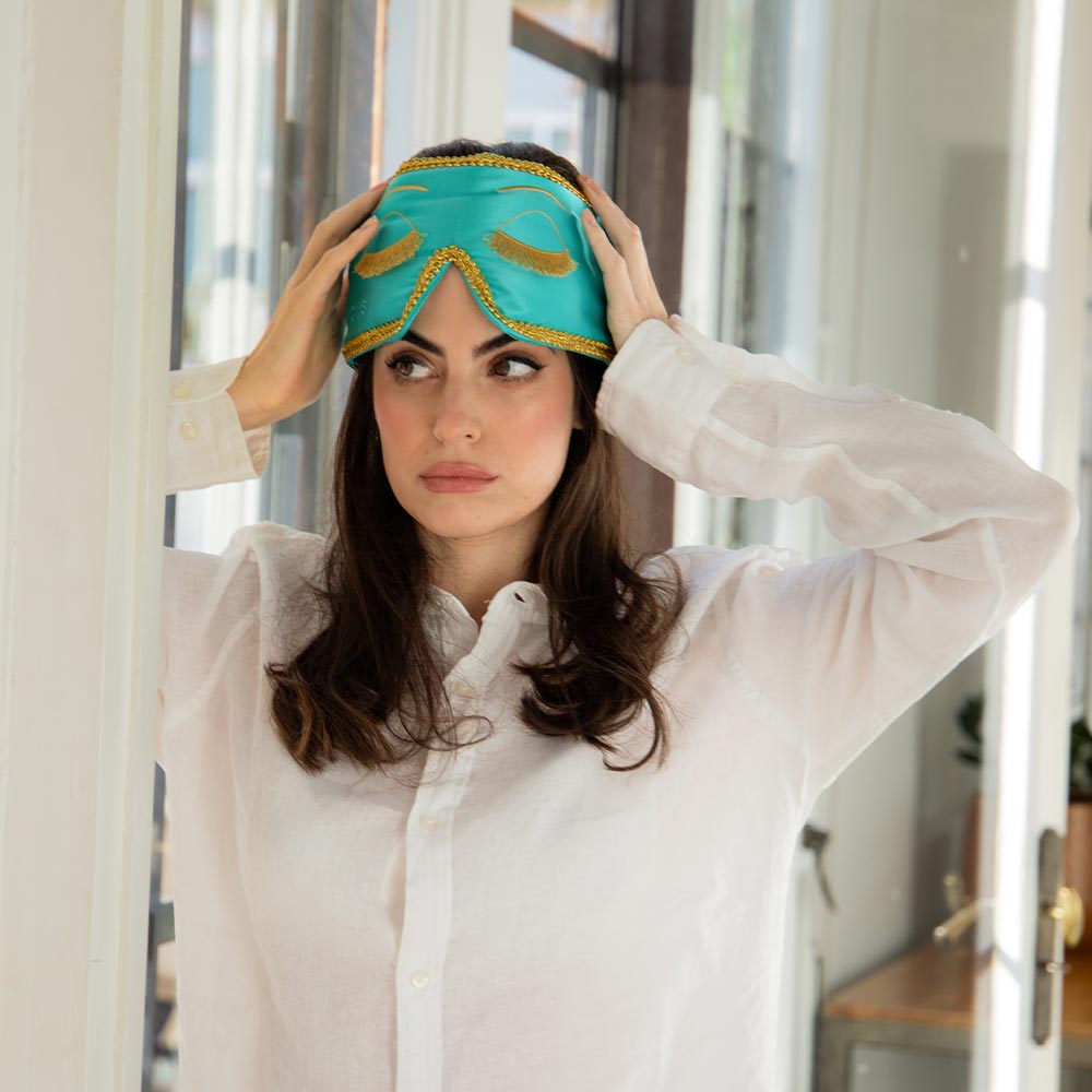 Breakfast at Drowsy Silk Eye Mask for better sleep protect eyelashes sleep mask