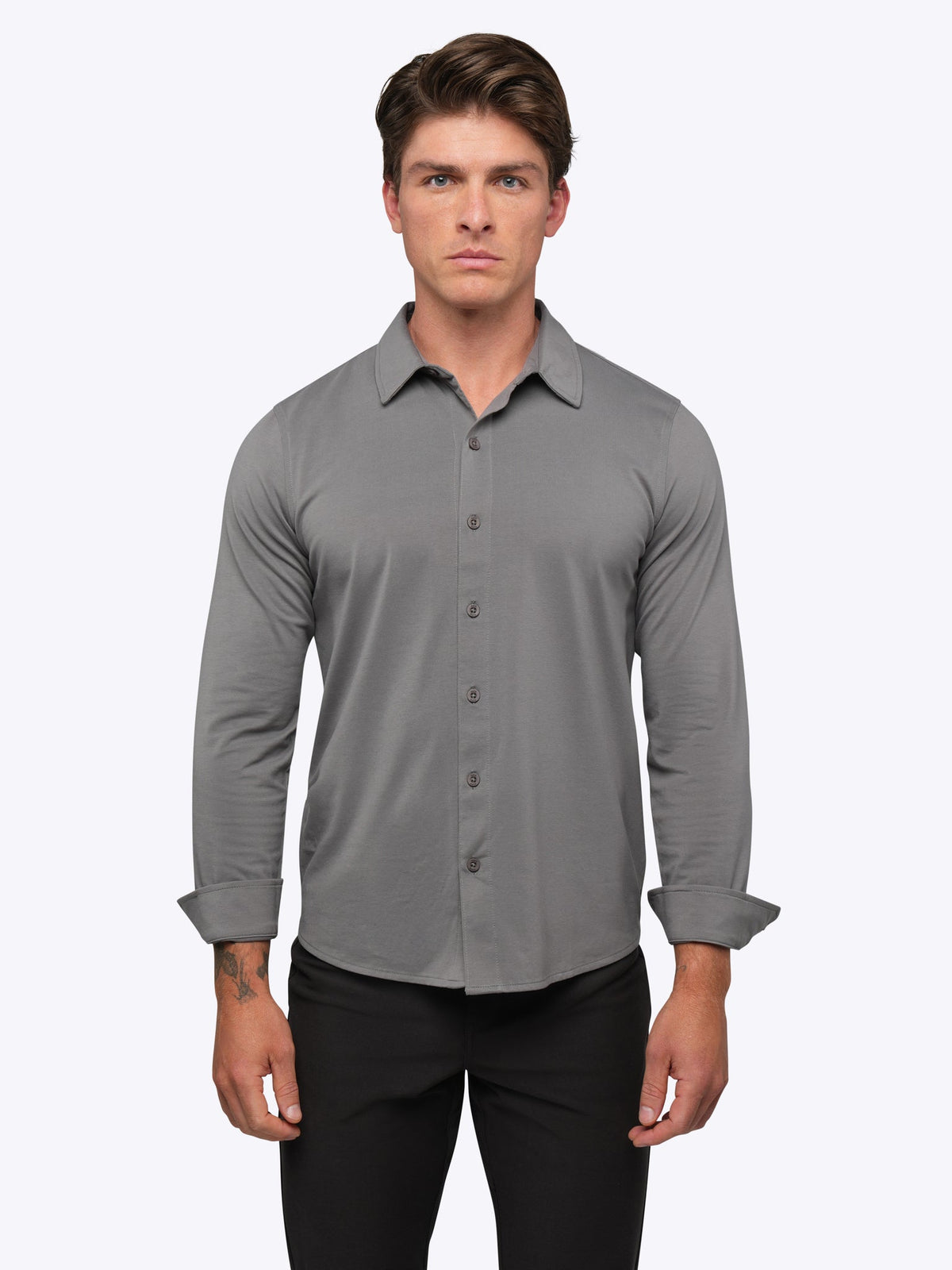 AO Long Sleeve Button Up | Charcoal Signature-Fit PYCA Pro®