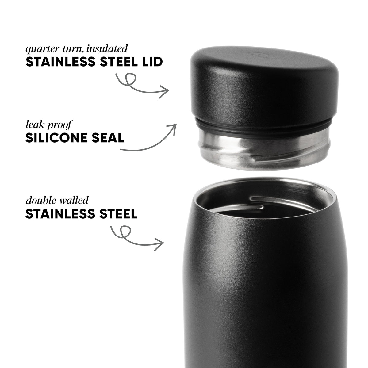 Sidekick Tumbler with Stainless Steel Lid - 16oz - Midnight Black