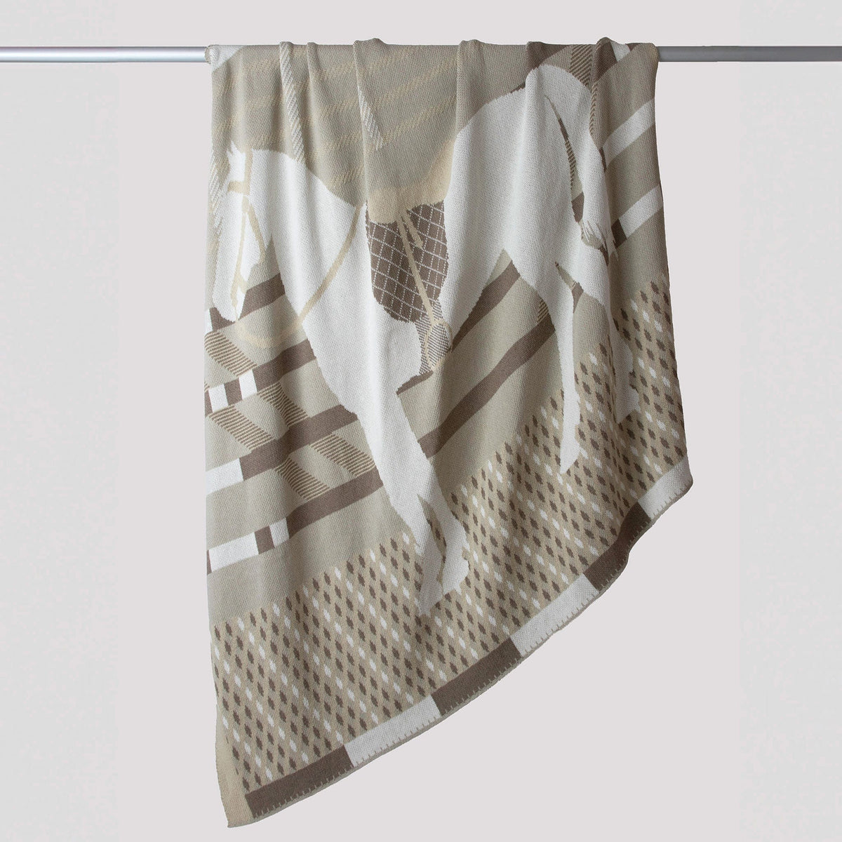 In2Green Eco Throw Cotton Sustainable Knit Patterned | Stripes Throw Blanket - Equestrian Cheval