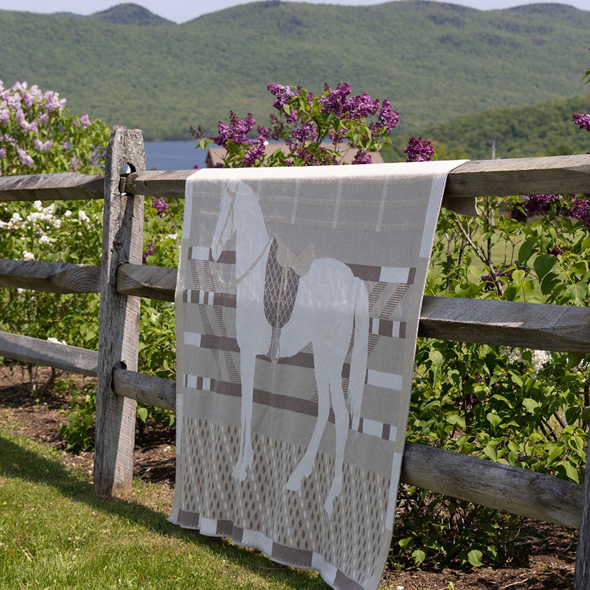 In2Green Eco Throw Cotton Sustainable Knit Patterned | Stripes Throw Blanket - Equestrian Cheval