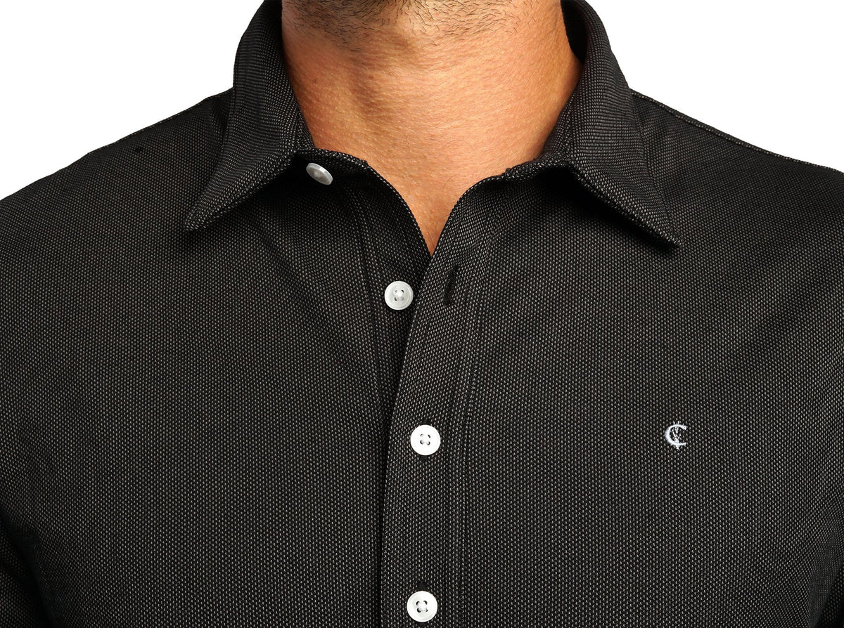 Long Sleeve Range Polo - Black Jacquard