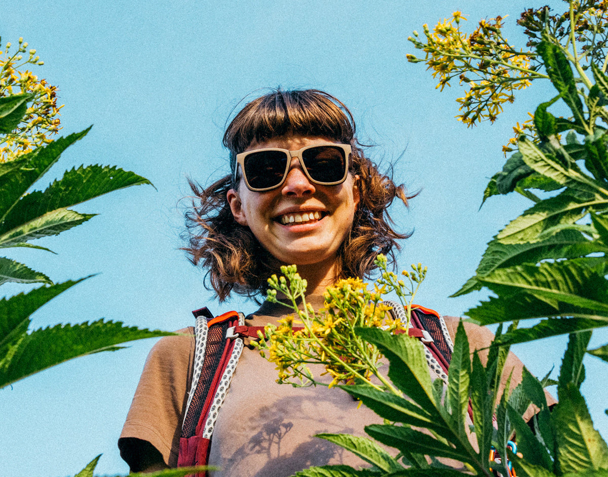 STORY woman backpacking in sunski couloir dune galaxy