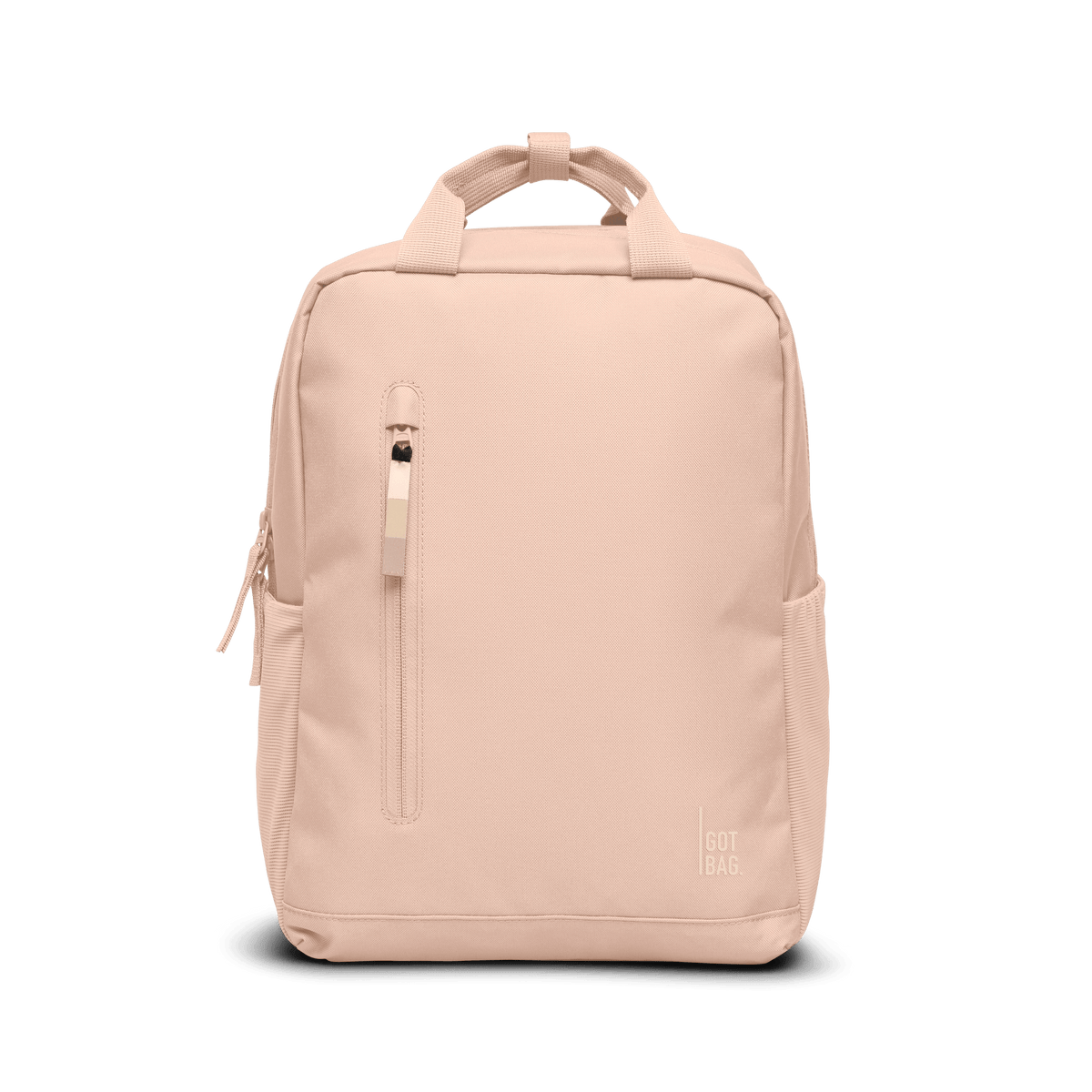 DAYPACK Monochrome Edition backpack in pearl (Light Powder Pink), studio shot, front view.