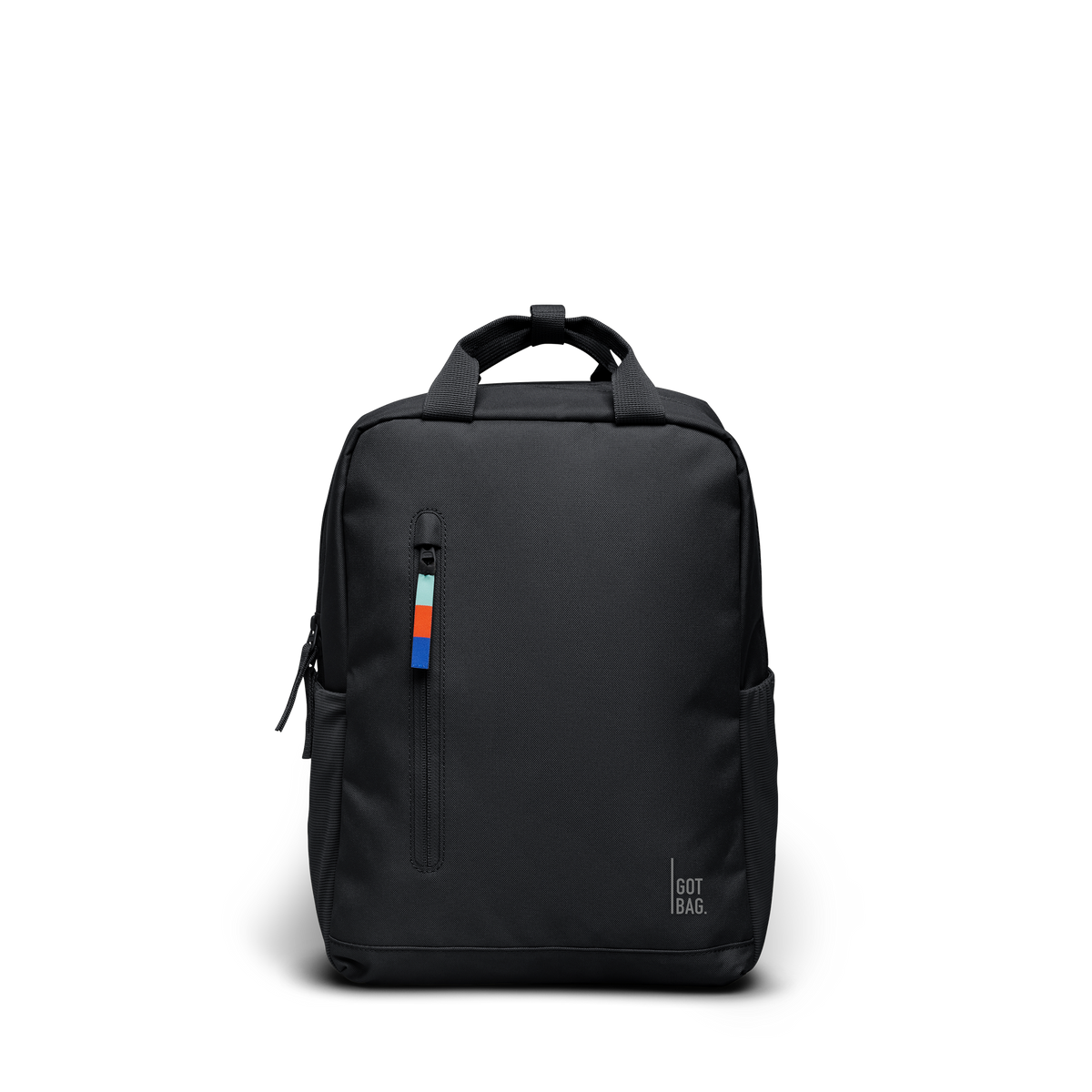 DAYPACK backpack in black (Black), studio shot, front view.