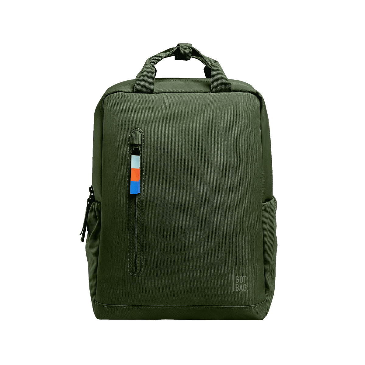 DAYPACK backpack in seafloor (Deep Dark Green), studio shot, front view.